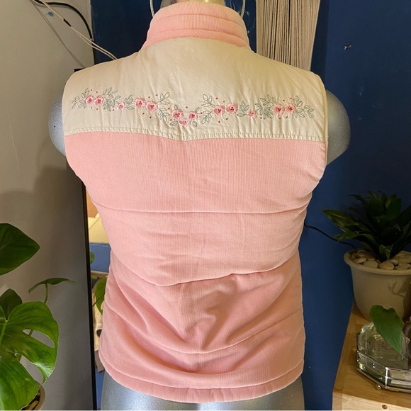 Cottagecore Reversible Puffer Vest Jacket Floral Feminine Corduroy Western Fairy - Picture 3 of 10